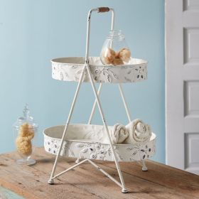 Flower Embossed Two-Tier Tray