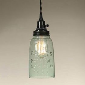 Half Gallon Open Bottom Mason Jar Pendant Lamp - Recycled Glass
