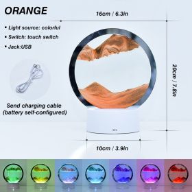 Creative RGB 3D Moving Sand Art Night Light Quicksand Painting Table Lamp LED Lights Hourglass Christmas Gift Home Office Decor - Orange - CN