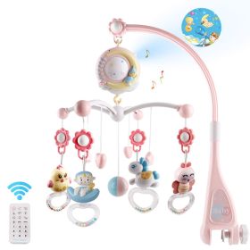 Baby Musical Crib Bed Bell Rotating Mobile Star Projection Nursery Light Baby Rattle Toy  - Pink