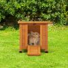 Modern Wooden Rabbit Cat Dog Hutch;  Indoor/Outdoor Retreat House with Openable Roof for Small Pets;  Weatherproof;  Bright Orange - Bright Orange