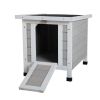 Modern Wooden Rabbit Cat Dog Hutch, Indoor/Outdoor Retreat House with Openable Roof for Small Pets, Weatherproof, Gray - Gray