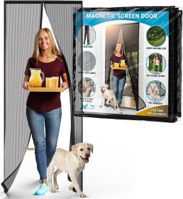 Magnetic Mesh Screen Door  - Black