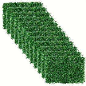 12Pcs Artificial Boxwood Topiary Hedge Plant Grass Backdrop Fence Privacy Screen Grass Wall Decoration For Balcony Garden Fence - Green
