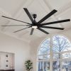 84 In. Indoor Modern Industrial Aluminum Blade Ceiling Fan With LED Light and Remote Control - Black