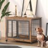 Furniture Dog Cage Crate with Double Doors, Rustic Brown, 38.58'' W x 25.2'' D x 27.17'' H - Rustic Brown