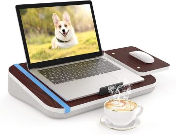 Lap Desk with Cushion, Tablet Holder and Detachable Mouse Tray, Fits Up to 16.1 Inches Laptops, Lap Desk for Bed Couch Sofa and Table - LD221