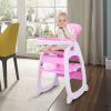 Multipurpose Adjustable Highchair,Children's dining chair for Baby Toddler Dinning Table with Feeding Tray and 5-Point Safety Buckle XH  - Pink