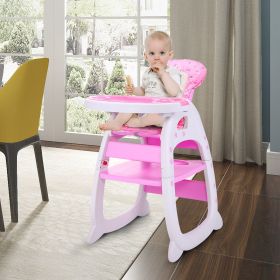 Multipurpose Adjustable Highchair,Children's dining chair for Baby Toddler Dinning Table with Feeding Tray and 5-Point Safety Buckle XH  - Pink