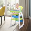 Multipurpose Adjustable Highchair,Children's dining chair for Baby Toddler Dinning Table with Feeding Tray and 5-Point Safety Buckle XH  - blue&green