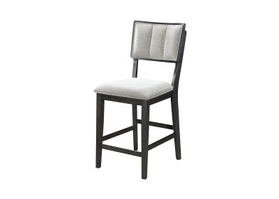 2pc Black/light Grey Counter Height Chair Counter Stools Full Back Wood Fabric Wooden Dining Room Furniture