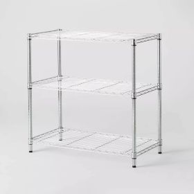 3 Tier Wide Wire Shelving - Chrome