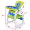 Multipurpose Adjustable Highchair,Children's dining chair for Baby Toddler Dinning Table with Feeding Tray and 5-Point Safety Buckle XH  - blue&green