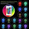 4Pcs Submersible RGB LED Lights IP68 Waterproof Underwater Color Changing Lamps Remote Control - White