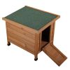 Modern Wooden Rabbit Cat Dog Hutch;  Indoor/Outdoor Retreat House with Openable Roof for Small Pets;  Weatherproof;  Bright Orange - Bright Orange