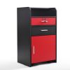 Salon Beauty Cabinet;  3-Layer Rolling Trolley with Storage Drawer;  Wheels and 2 Hair Dryer Holders;  XH - Black+Red