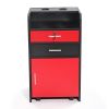 Salon Beauty Cabinet;  3-Layer Rolling Trolley with Storage Drawer;  Wheels and 2 Hair Dryer Holders;  XH - Black+Red