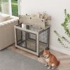 Furniture Dog Cage Crate with Double Doors on Casters. Grey, 31.50'' W x 22.05'' D x 24.8'' H. - Grey