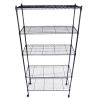 5-Layer Plastic Coated Iron Shelf with 1.5" Nylon Wheels 165*90*35 Black - As shown in the figure