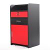 Salon Beauty Cabinet;  3-Layer Rolling Trolley with Storage Drawer;  Wheels and 2 Hair Dryer Holders;  XH - Black+Red