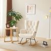 Rocking Chair Nursery, Upholstered Glider Rocker with High Backrest, Stylish Modern Rocking Accent Chair Glider Recliner for Living Room Nursery Bedro