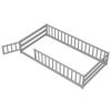 Twin Size Kids Wood Montessori Floor Bed with Door and Fence - Gray