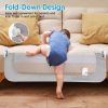 57.48IN Extra Long Toddler Bed Rail Guard Foldable Mesh Safety Kid Bedrail For Queen King Twin Full Size Bed Grey - Guard