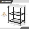 3-Tier Foldable Outdoor Stainless Steel Food Prepare Dining Cart Table on Wheels - Black
