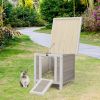Modern Wooden Rabbit Cat Dog Hutch, Indoor/Outdoor Retreat House with Openable Roof for Small Pets, Weatherproof, Gray - Gray