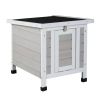 Modern Wooden Rabbit Cat Dog Hutch, Indoor/Outdoor Retreat House with Openable Roof for Small Pets, Weatherproof, Gray - Gray