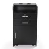 Salon Beauty Cabinet;  3-Layer Rolling Trolley with Storage Drawer;  Wheels and 2 Hair Dryer Holders;  XH - Black