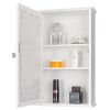 Single Door Mirror Indoor Bathroom Wall Mounted Cabinet Shelf White - As shown in the figure