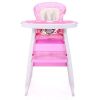 Multipurpose Adjustable Highchair,Children's dining chair for Baby Toddler Dinning Table with Feeding Tray and 5-Point Safety Buckle XH  - Pink