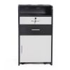 Salon Beauty Cabinet;  3-Layer Rolling Trolley with Storage Drawer;  Wheels and 2 Hair Dryer Holders;  XH - Black+White
