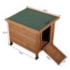 Modern Wooden Rabbit Cat Dog Hutch;  Indoor/Outdoor Retreat House with Openable Roof for Small Pets;  Weatherproof;  Bright Orange - Bright Orange