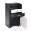 Salon Beauty Cabinet;  3-Layer Rolling Trolley with Storage Drawer;  Wheels and 2 Hair Dryer Holders;  XH - Black+White