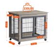 Furniture Dog Cage Crate with Double Doors on Casters. Grey, 31.50'' W x 22.05'' D x 24.8'' H. - Grey