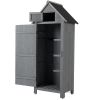 30.3"L X 21.3"W X 70.5"H Outdoor Storage Cabinet;  Wooden Tool Shed for Garden Patio Backyard,  Natural/Gray - Gray