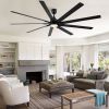 84 In. Indoor Modern Industrial Aluminum Blade Ceiling Fan With LED Light and Remote Control - Black