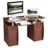 FCH 115* 55*74cm 15mm MDF Portable 1pc Door with 3pcs Drawers Computer Desk (A Box) Coffee Color - as picture