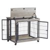 Furniture Dog Cage Crate with Double Doors on Casters. Grey, 31.50'' W x 22.05'' D x 24.8'' H. - Grey