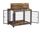 Furniture Dog Cage Crate with Double Doors, Rustic Brown, 38.58'' W x 25.2'' D x 27.17'' H - Rustic Brown