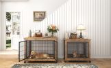 Furniture Dog Cage Crate with Double Doors, Rustic Brown, 38.58'' W x 25.2'' D x 27.17'' H - Rustic Brown