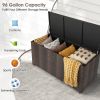 96 Gallon PE Wicker Outdoor Storage Box with 4 Wheels - Brown