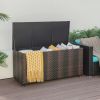 96 Gallon PE Wicker Outdoor Storage Box with 4 Wheels - Brown