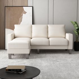 Modern Living Room Furniture L Shape Sofa with Ottoman (Color: BEIGE)