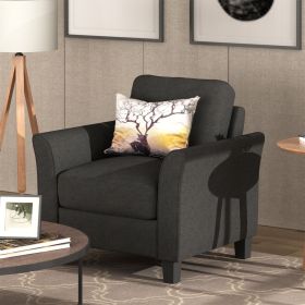 Living Room Furniture Armrest Single Sofa (Color: BLACK)