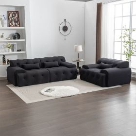 Oversized Couch Modern Living Room Sofa with 26.77 Inch Deep Seat, Extra Large Couches with 2 Pillows Comfy Fabric Tufted Loveseat Sofas 90 Inch Wide (Color: BLACK)